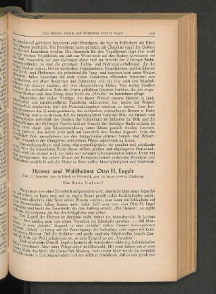 Heimat und Wahlheimat Otto H. Engels