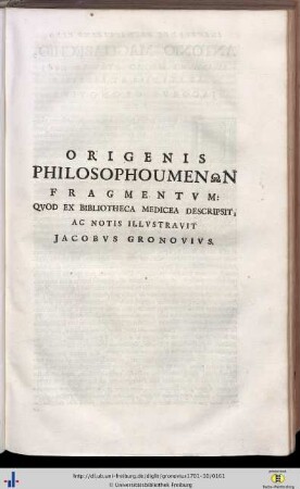 Origenis Philosopoumenon fragmentum...