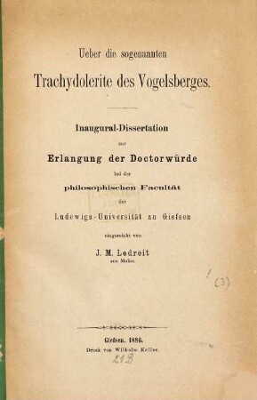 Ueber die sogenannten Trachydolerite des Vogelsberges
