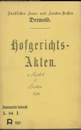 von Rübel, Levin zu Gröpperhof gegen Tönies Bicker zu Retzen - Schuldforderung