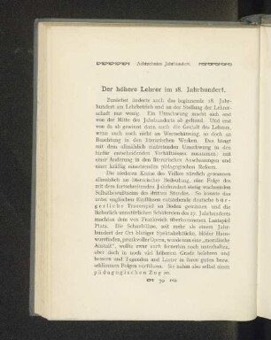 Der höhere Lehrer im 18. Jahrhundert.