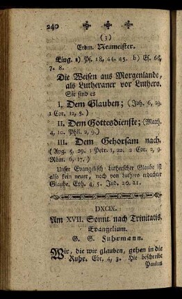 DXCIX. Am XVII. Sonnt. nach Trinitatis. Evangelium.