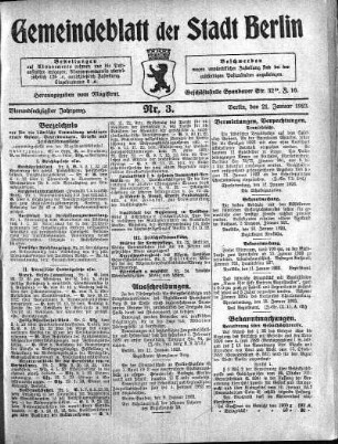 1923,3: Nr. 3, 21. Januar 1923