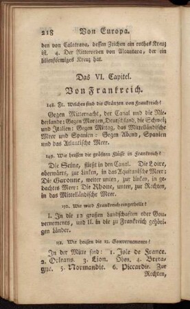 Das VI. Capitel. Von Frankreich. - Das VII. Capitel. Von Großbritannien.