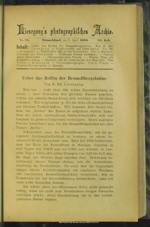 Ueber das Reifen der Bromsilbergelatine