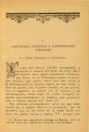 I. Costumbres, creencias y supersticiones populares