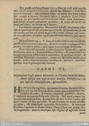 Caput VI. Subjungitur Causa quarta laborantes in Chymia...