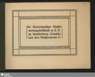 Die Niederlausitzer Wasserwerksgesellschaft m.b.H. zu Senftenberg (Lausitz) und ihre Wasserwerke