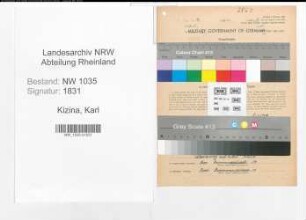 Entnazifizierung Karl Kizina , geb. 04.09.1890 (Loeschmeister)