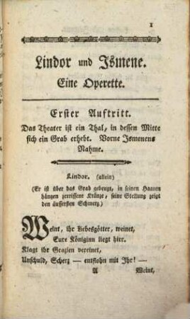 Lindor und Ismene : Eine Operette