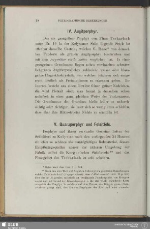 V. Quarzporphyr und Felsitfels