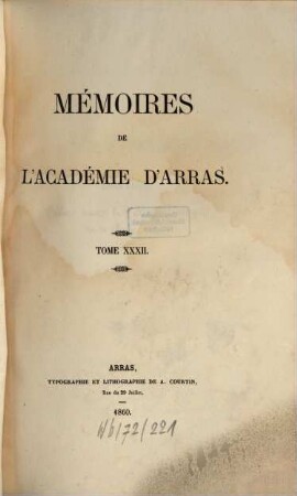 Mémoires de l'Académie d'Arras, 32. 1860