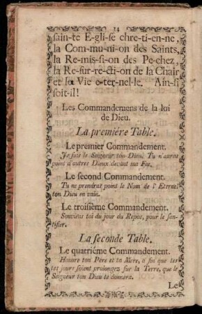 Les Commandemens de la loi de Dieu.