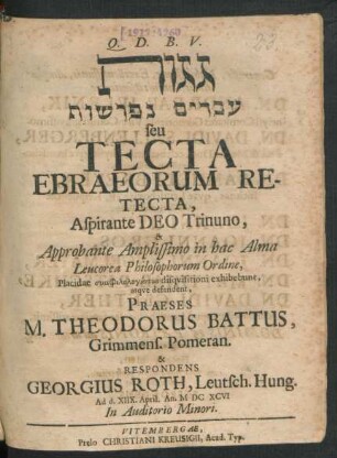 [...] seu Tecta Ebraeorum Retecta