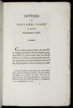 Lettere Di Giovanni Pagni Al Dottor Francesco Redi