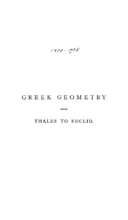 Greek Geometry from Thales to Euclid