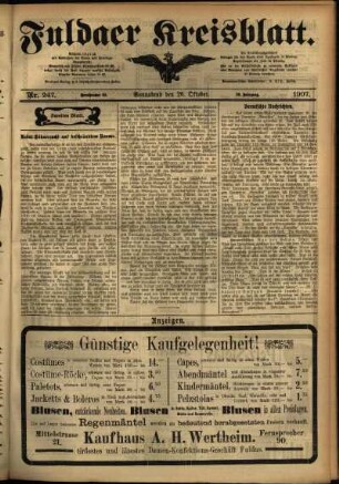 Zweite Ausgabe vom Samstag, den 26. Oktober 1907.
