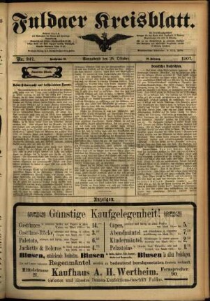Zweite Ausgabe vom Samstag, den 26. Oktober 1907.