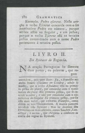 Livro II. - Da Syntaxe de Regencia.