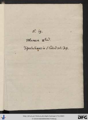 Handschriftliches Titelblatt des gesamten Bandes.