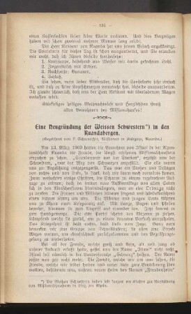 Eine Neugründung der Weissen Schwestern in den Ruandabergen