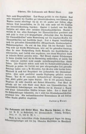 249-250 [Rezension] Scheiner, Martin, Die Sakramente und Gottes Wort