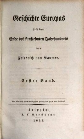 Geschichte Europas seit dem Ende des funfzehnten Jahrhunderts, 1. [Italien, Portugal, Spanien und Deutschland bis zu Tode Karls V. 1494 - 1558]
