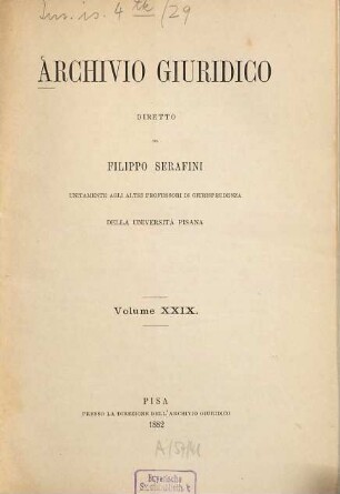 Archivio giuridico. 29. 1882