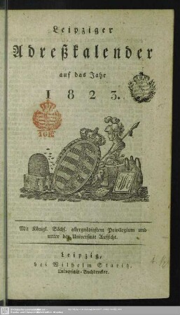 1823: Leipziger Adreßkalender : auf d. Jahr ...