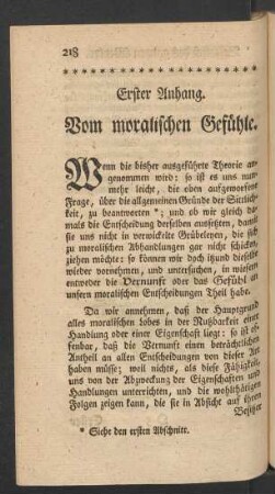 Erster Anhang. Vom moralischen Gefühle
