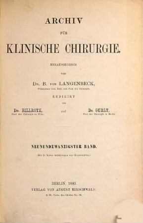 Archiv für klinische Chirurgie. 29. 1883