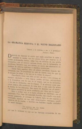 La gramática rediviva y el nuevo diccionario