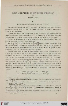 31: Notes de phonétique et d'étymologie égyptiennes