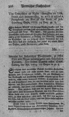 Litteratur des katholischen Deutschlands. Bd.3.,St.1.