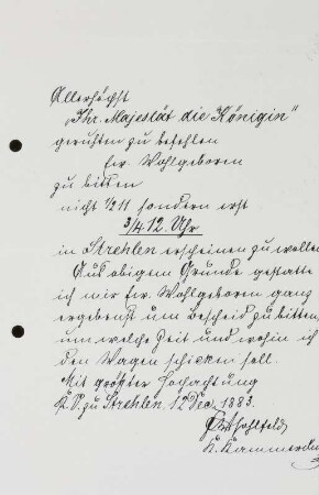 Brief von Kammerdiener Hohlfeld an E. A. Donadini
