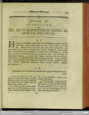 Opusc. XI. Programma De Eo, Quod In Hypothecis Tacitis Aequum Vel Iniquum Est