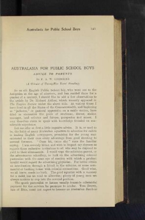 Australasia for Public School Boys