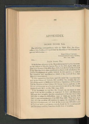 1. Double Income Tax - Correspondence with the Chancellor of the Exchequer.