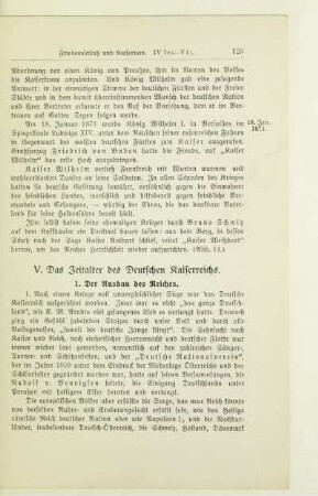 V. Das Zeitalter des Deutschen Kaiserreichs