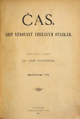 Čas : list věnovaný veřejným otázkám. 6. 1892