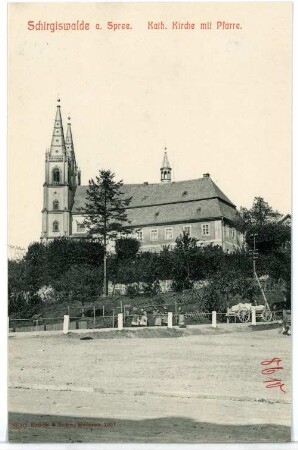 Schirgiswalde. Katholische Kirche mit Pfarre