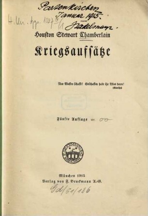 Kriegsaufsätze, 1