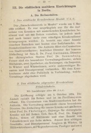 III. Die städtischen sanitären Einrichtungen in Berlin