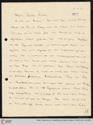 Nachlass Gustav Radbruch. Korrespondenz Hermann Kantorowicz/Gustav Radbruch: Brief von Hermann Kantorowicz an Gustav Radbruch