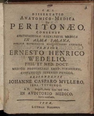 Dissertatio Anatomico-Medica De Peritonaeo