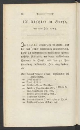 IX. Abschied in Surse. den 10ten July 1787.