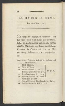 IX. Abschied in Surse. den 10ten July 1787.