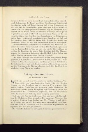 Asklepiades von Prusa. (1. Jahrhundert v. Chr.)