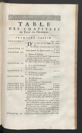 Table des chapitres