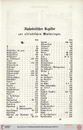 Alphabetisches Register zur altindischen Mythologie